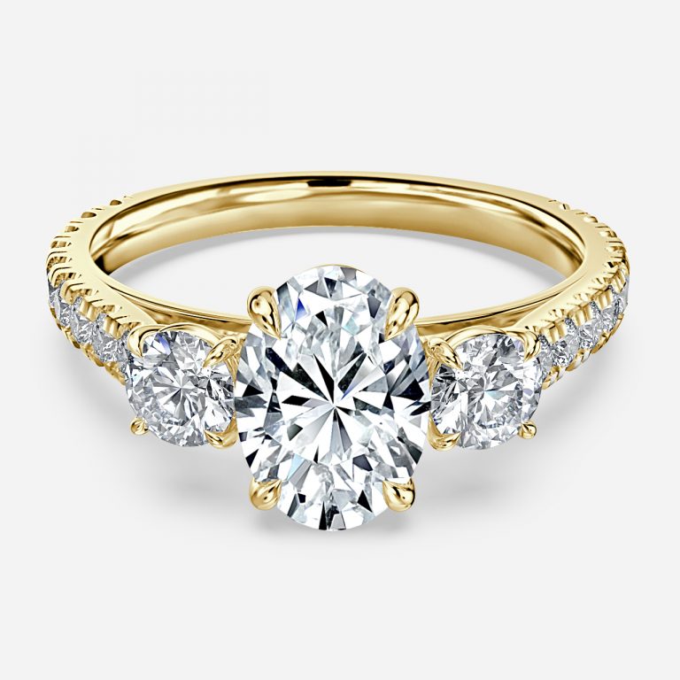 Oriana Oval Three Stone Moissanite Engagement Ring