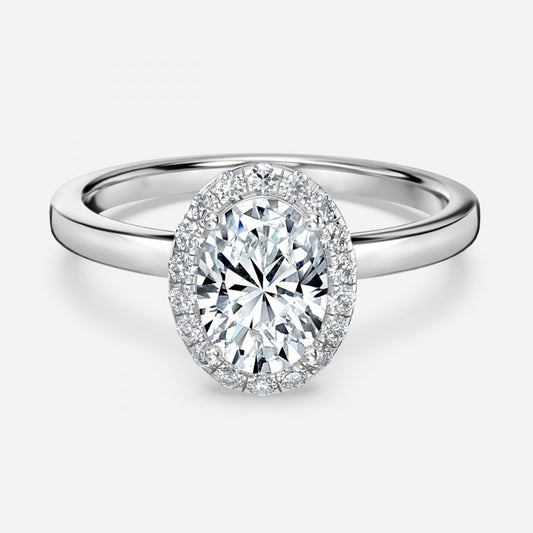 Katya Oval Halo Moissanite Engagement Ring