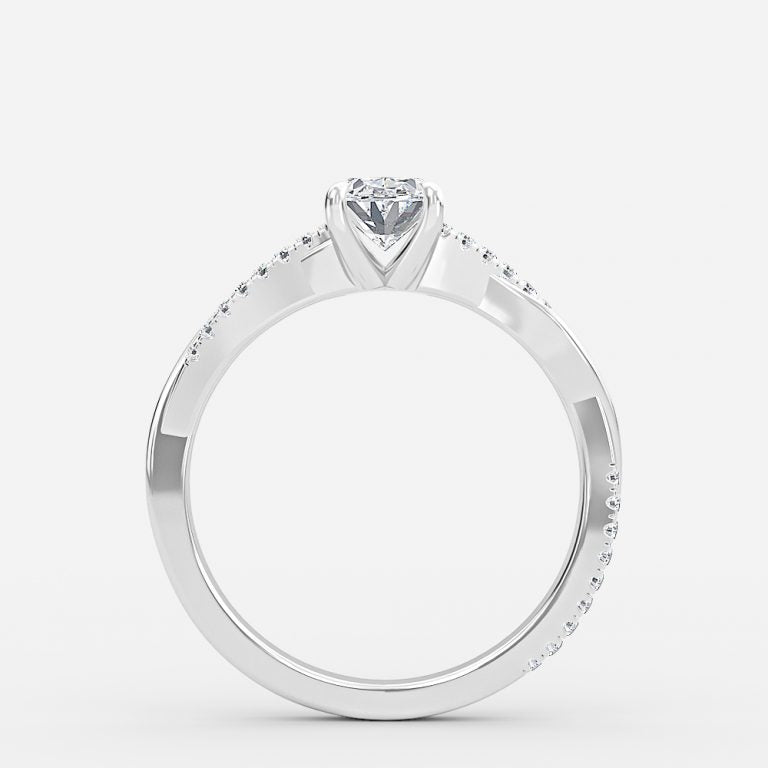 Tatiana Oval Diamond Band Moissanite Engagement Ring