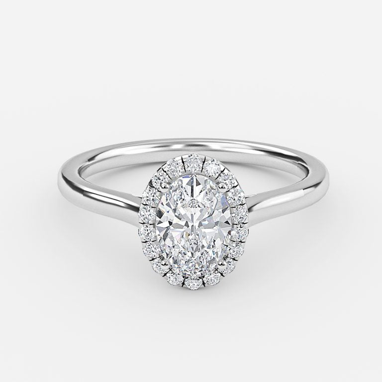 Louisa Oval Halo Moissanite Engagement Ring