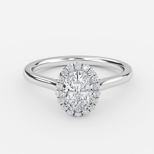 Louisa Oval Halo Moissanite Engagement Ring