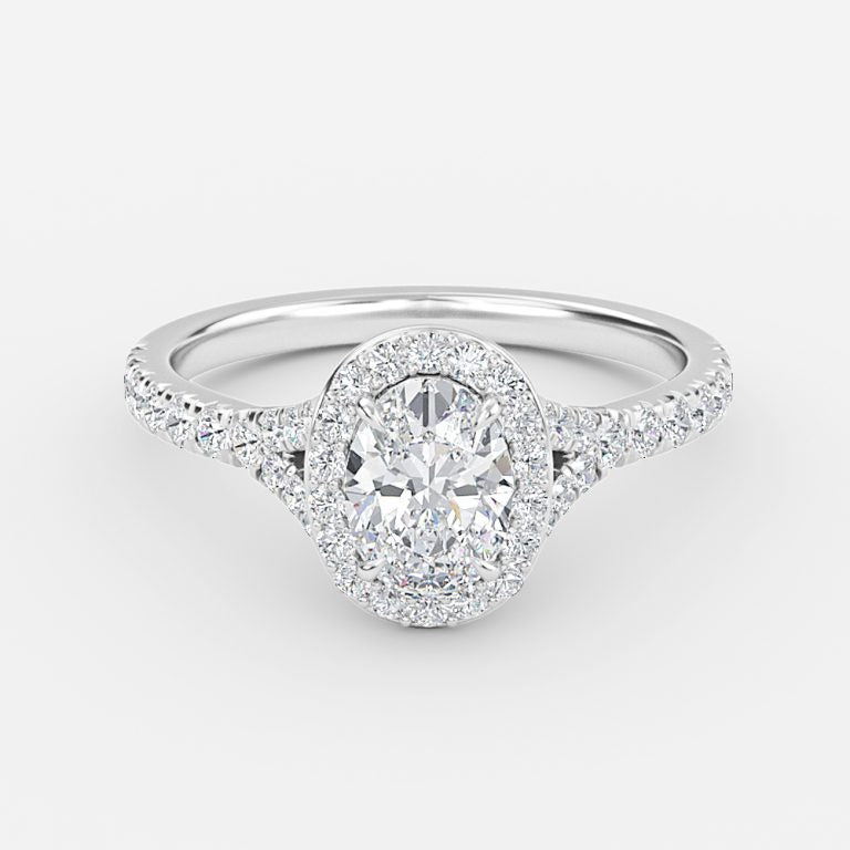 Dove Oval Halo Moissanite Engagement Ring