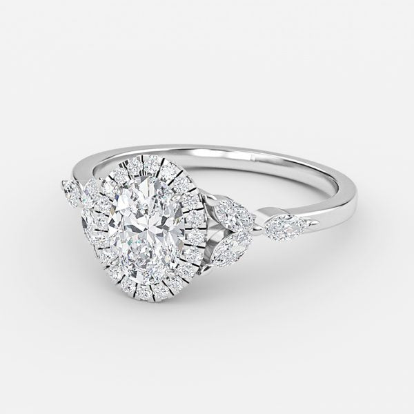 Jacinta Oval Halo Moissanite Engagement Ring