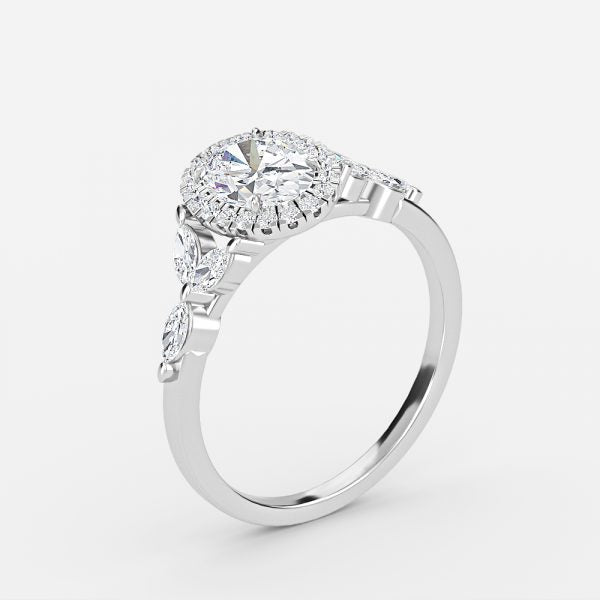 Jacinta Oval Halo Moissanite Engagement Ring