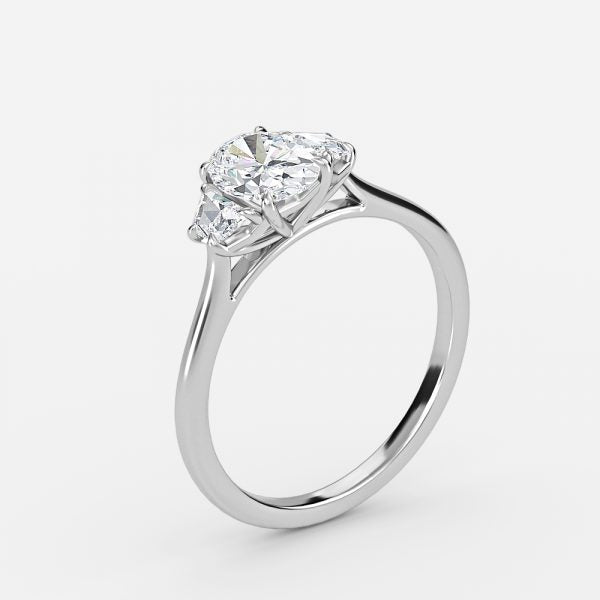 Rain Oval Three Stone Moissanite Engagement Ring