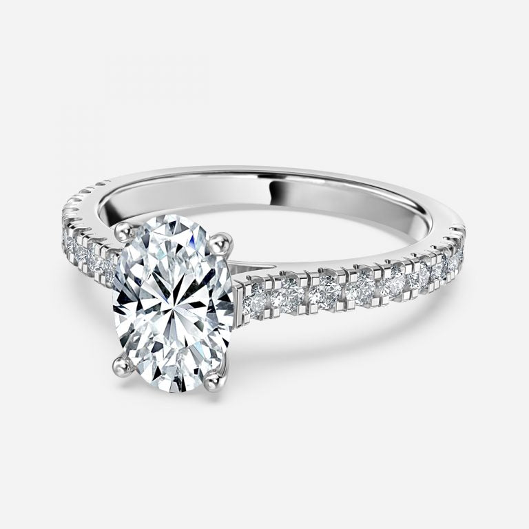 Halcyon Oval Diamond Band Moissanite Engagement Ring