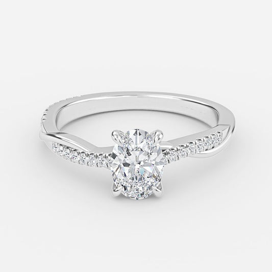 Tatiana Oval Diamond Band Moissanite Engagement Ring