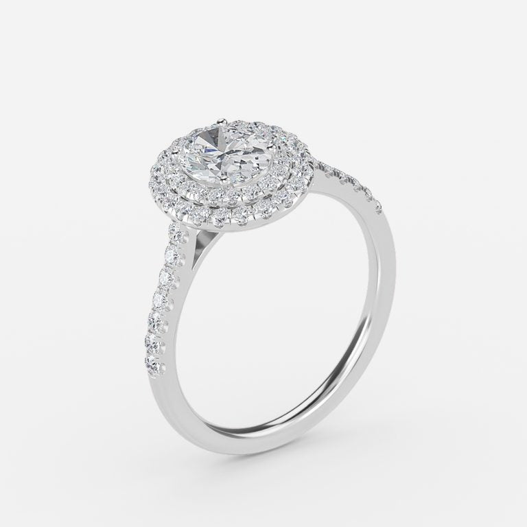 Linnea Oval Halo Moissanite Engagement Ring