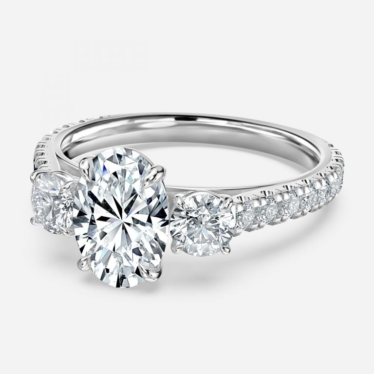 Oriana Oval Three Stone Moissanite Engagement Ring