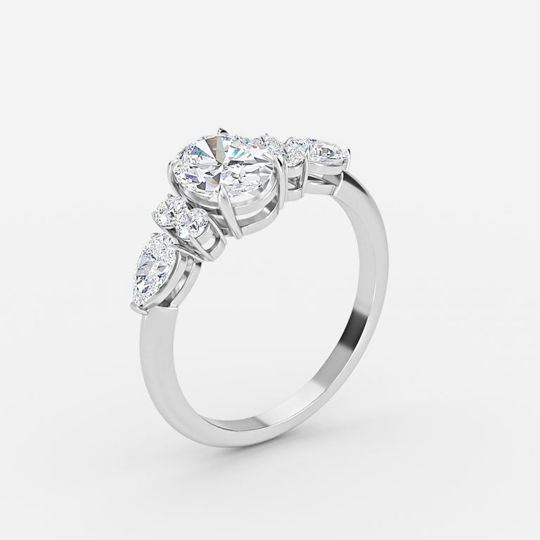 Carmel Oval Three Stone Moissanite Engagement Ring