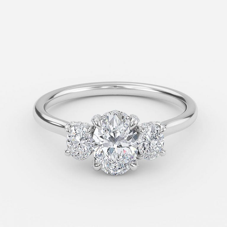 Saffron Oval Three Stone Moissanite Engagement Ring