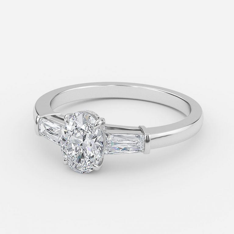 Mirian Oval Three Stone Moissanite Engagement Ring