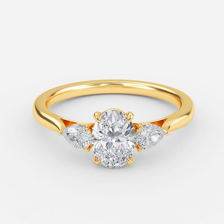 Mirabella Oval Three Stone Moissanite Engagement Ring