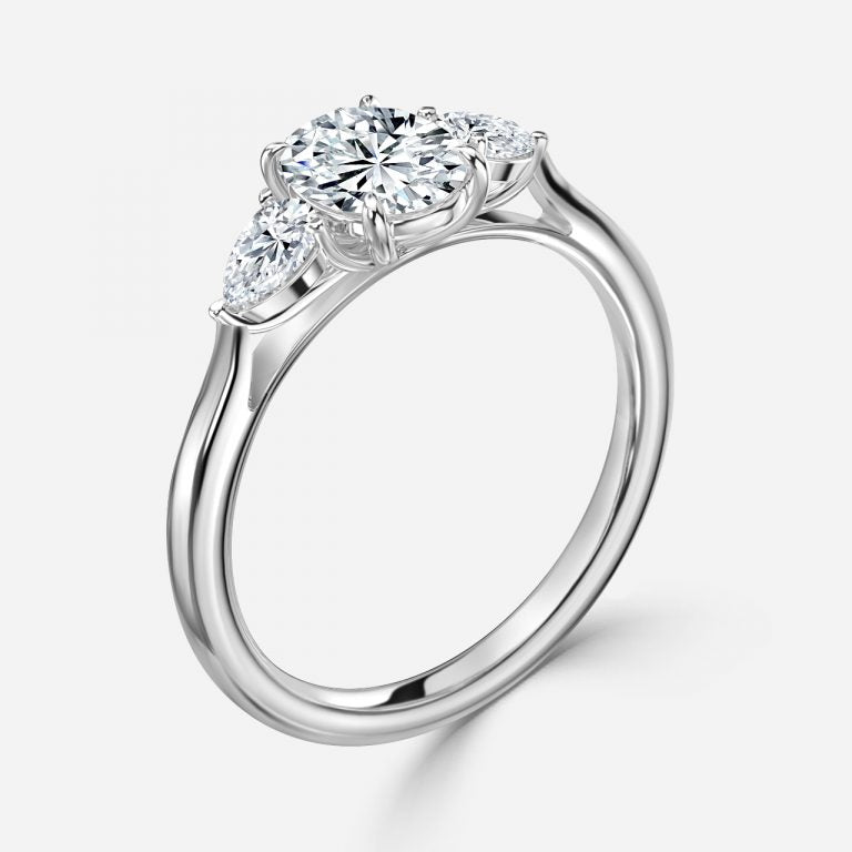 Lisette Oval Three Stone Moissanite Engagement Ring