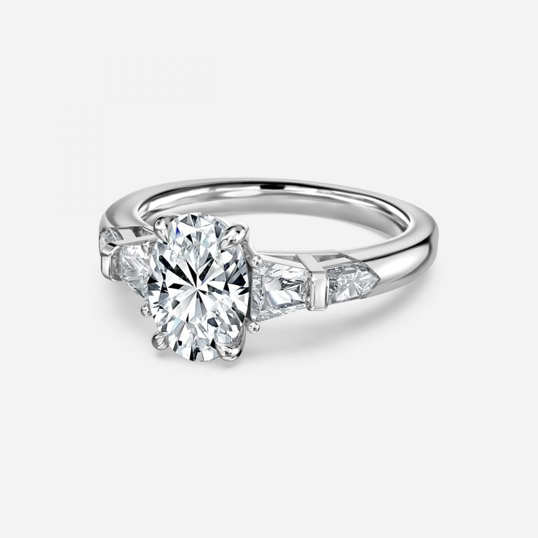 Maida Oval Three Stone Moissanite Engagement Ring