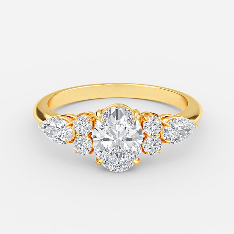 Carmel Oval Three Stone Moissanite Engagement Ring