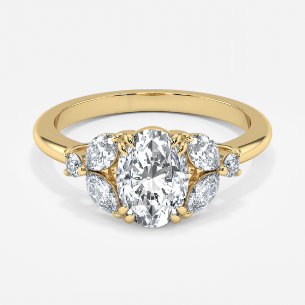 Zephyr Oval Three Stone Moissanite Engagement Ring