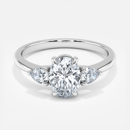 Verity Oval Three Stone Moissanite Engagement Ring