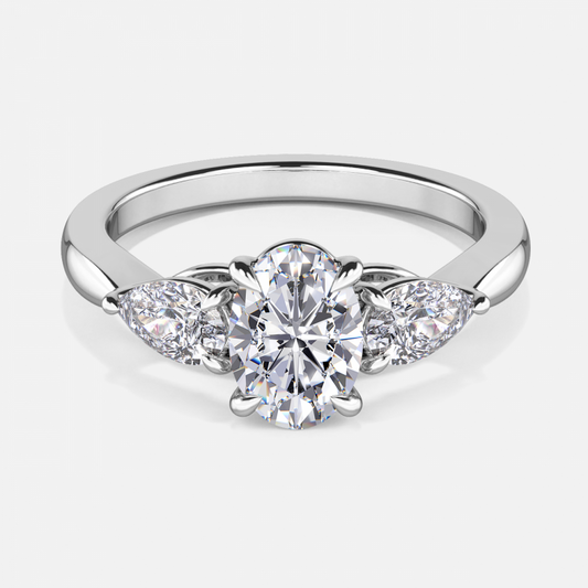 Tierney Oval Three Stone Moissanite Engagement Ring