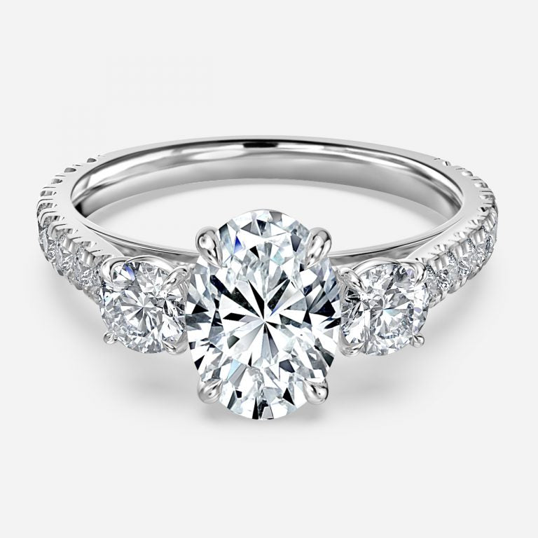 Oriana Oval Three Stone Moissanite Engagement Ring