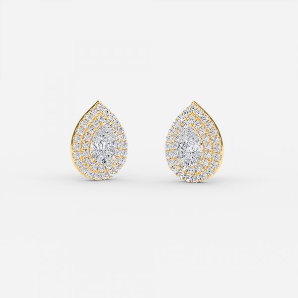 Pear Moissanite Double Halo Earrings