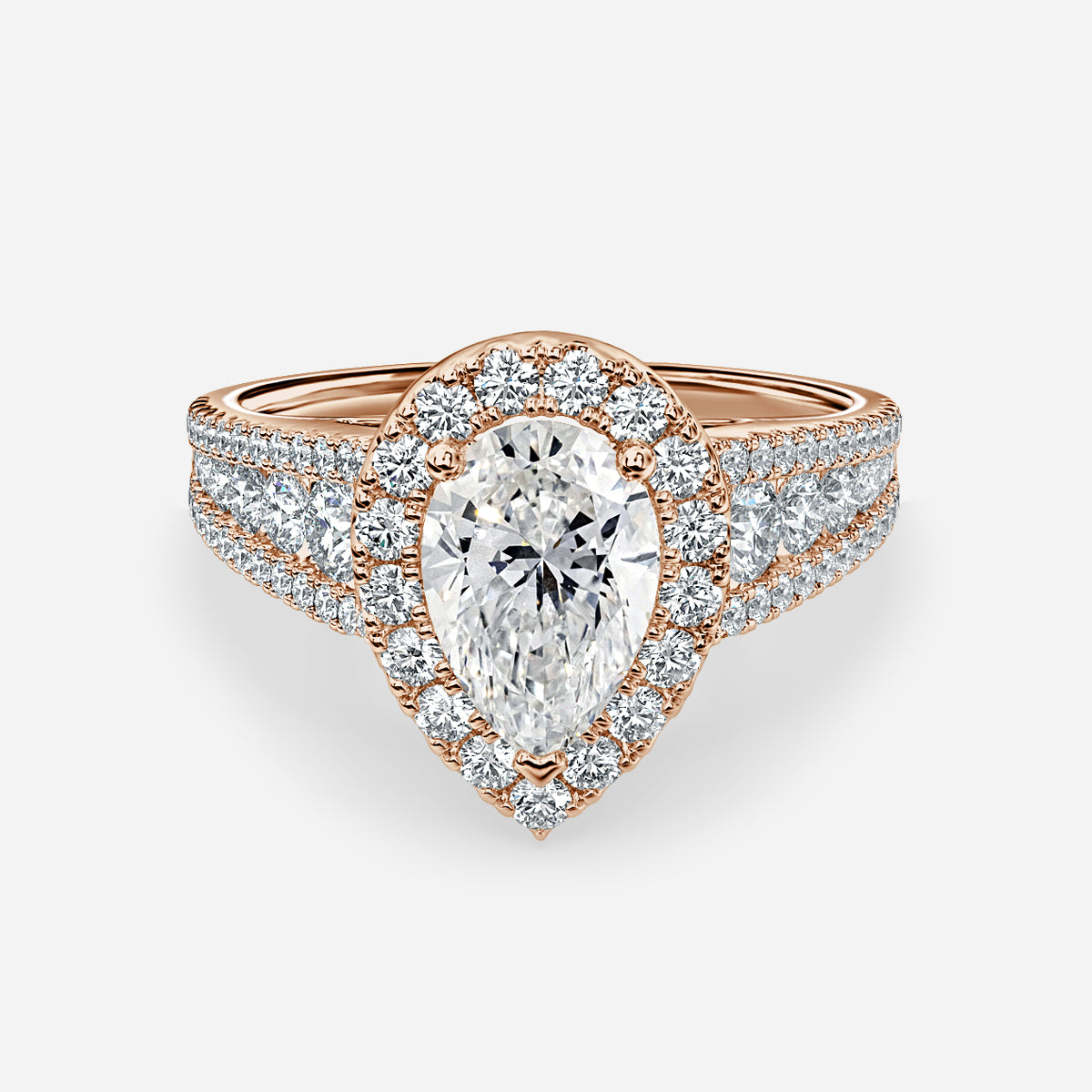 Ember Pear Halo Moissanite Engagement Ring