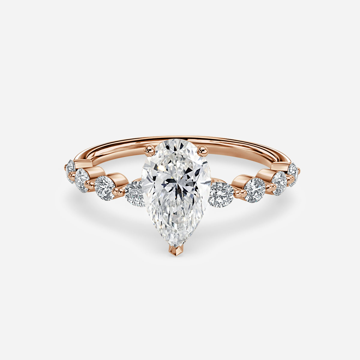 Philippa Pear Unique Moissanite Engagement Ring