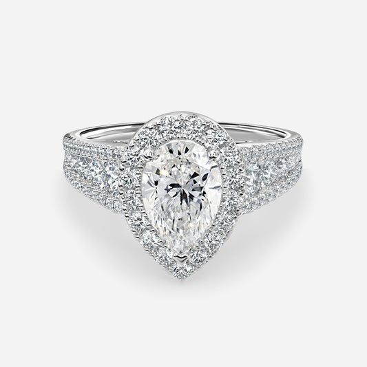 Ember Pear Halo Moissanite Engagement Ring