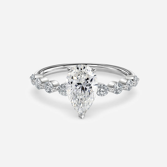 Philippa Pear Unique Moissanite Engagement Ring