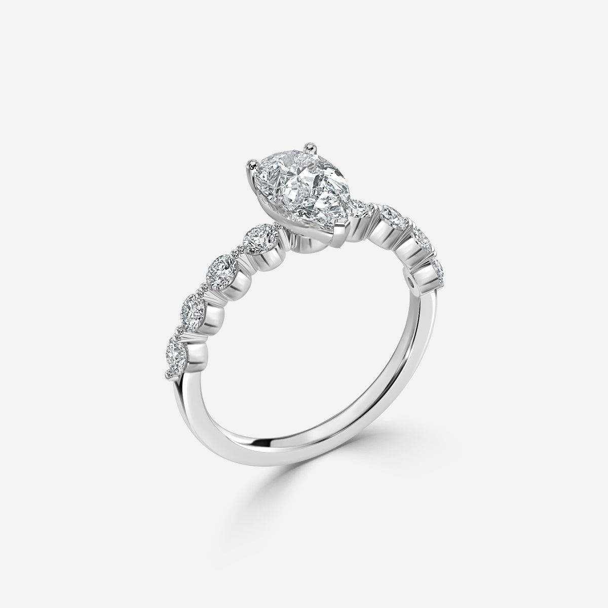 Philippa Pear Unique Moissanite Engagement Ring