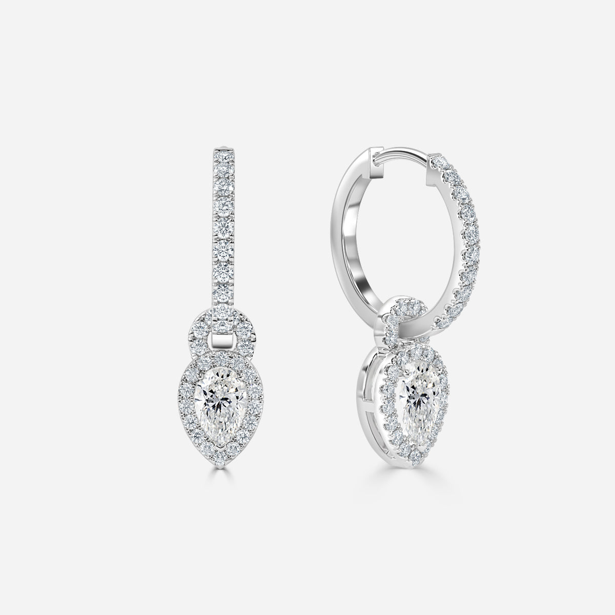 Pear Moissanite Halo and Drops Earring