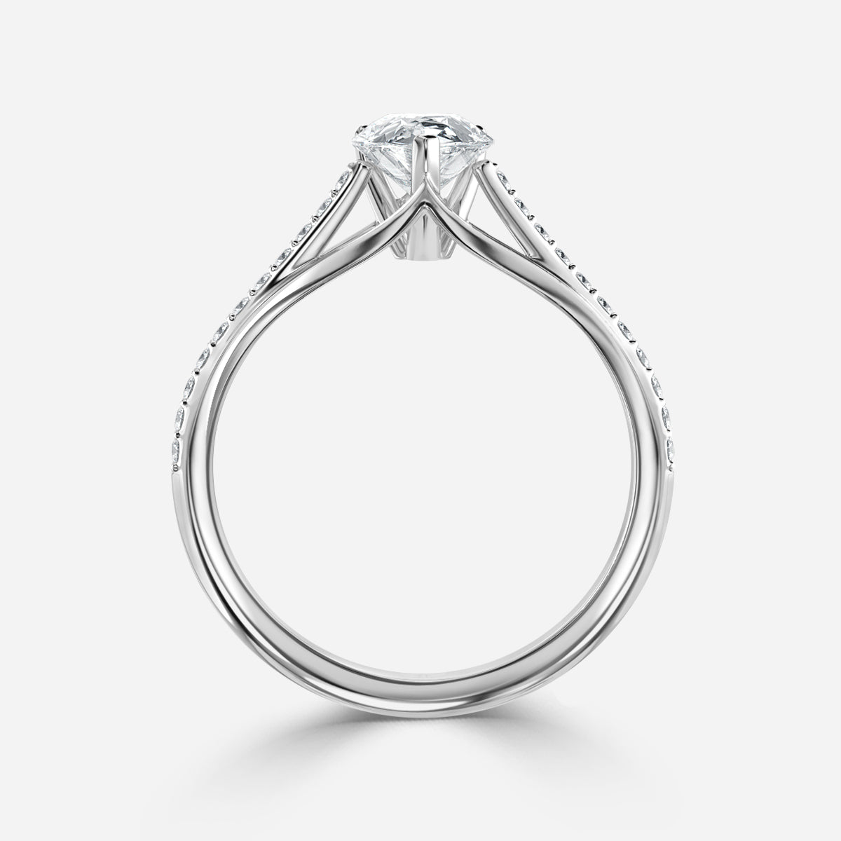 Jessamine Pear Diamond Band Moissanite Engagement Ring