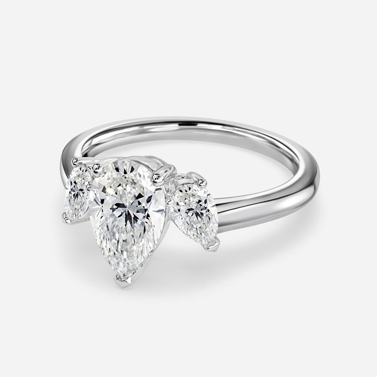 Jael Pear Three Stone Moissanite Engagement Ring