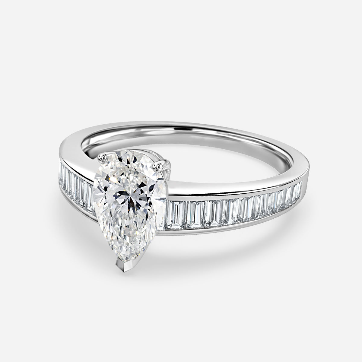 Alina Pear Unique Moissanite Engagement Ring