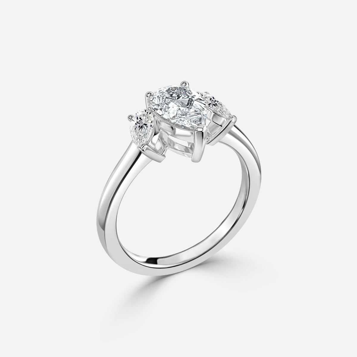 Jael Pear Three Stone Moissanite Engagement Ring