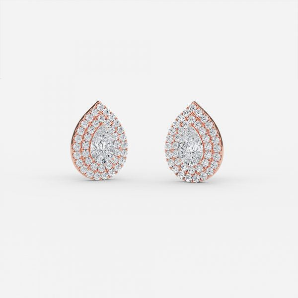 Pear Moissanite Double Halo Earrings