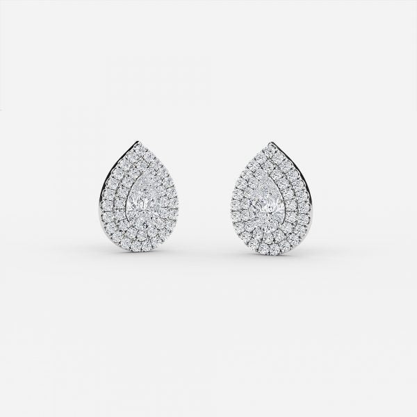 Pear Moissanite Double Halo Earrings