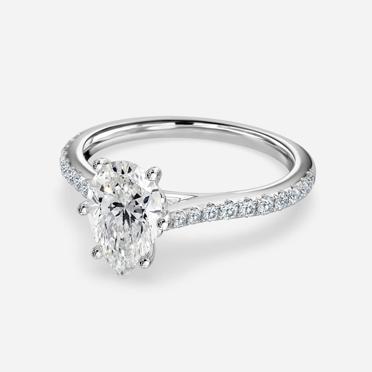 Odessa Pear Diamond Band Moissanite Engagement Ring