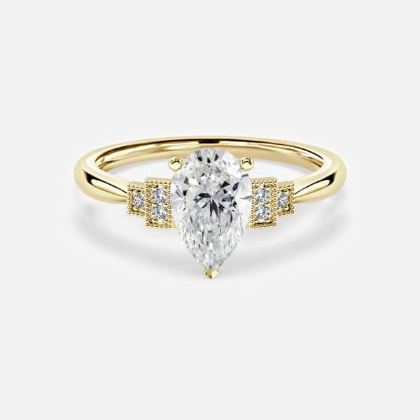 Isley Pear Three Stone Moissanite Engagement Ring