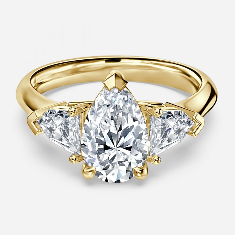 Eri Pear Three Stone Moissanite Engagement Ring