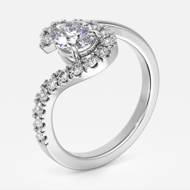 Noelle Pear Halo Moissanite Engagement Ring