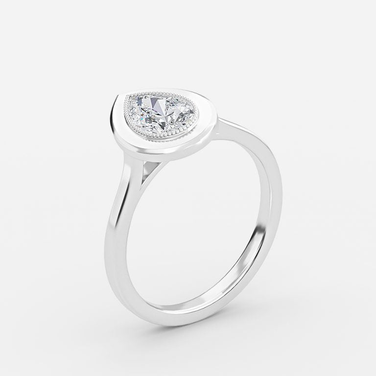 Amelie Pear Bezel Moissanite Engagement Ring