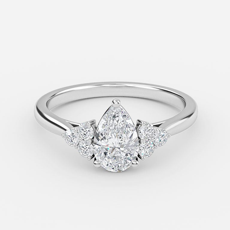 Aviva Pear Cluster Moissanite Engagement Ring