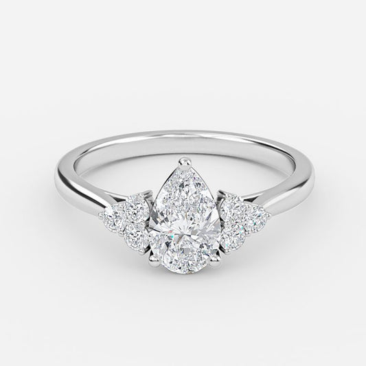 Aviva Pear Cluster Moissanite Engagement Ring