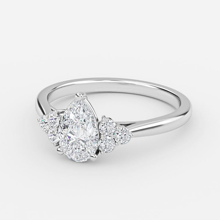 Aviva Pear Cluster Moissanite Engagement Ring