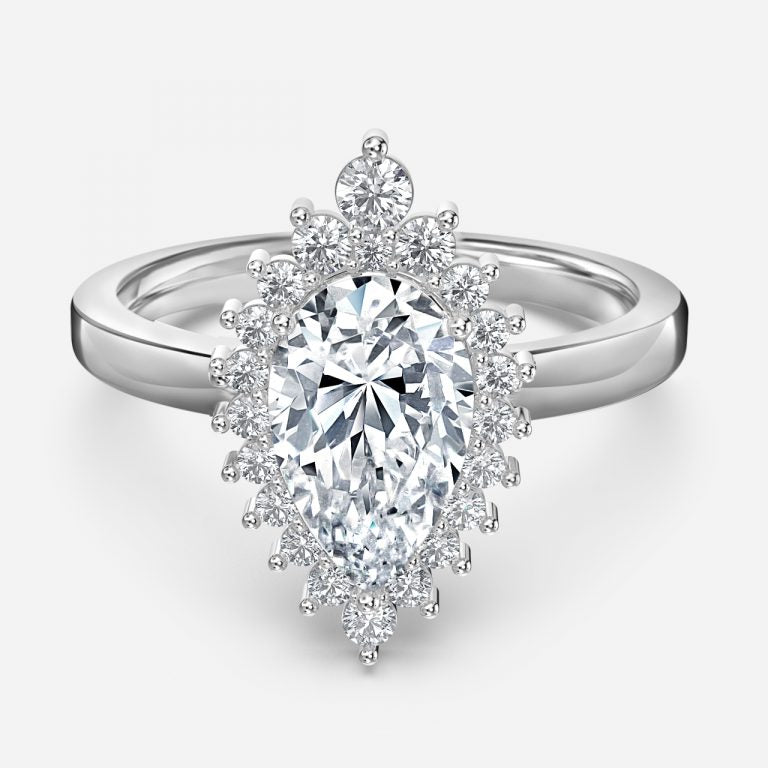 Thida Pear Cluster Moissanite Engagement Ring