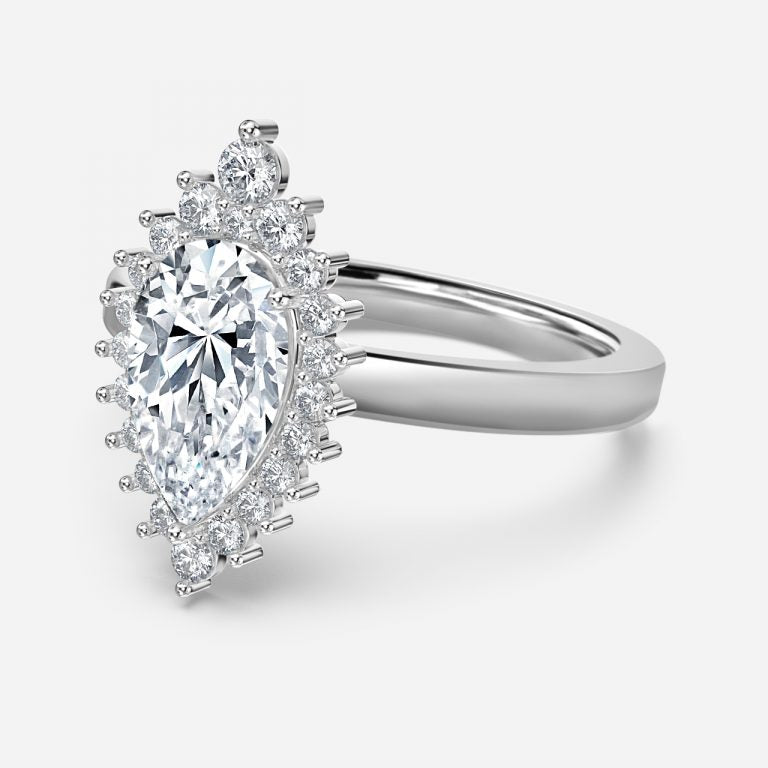 Thida Pear Cluster Moissanite Engagement Ring