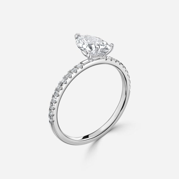 Yati Pear Diamond Band Moissanite Engagement Ring