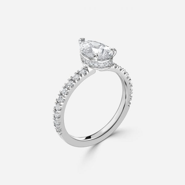 Leandra Pear Hidden Halo Moissanite Engagement Ring