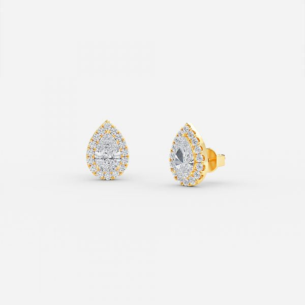 Pear Moissanite Halo Earrings